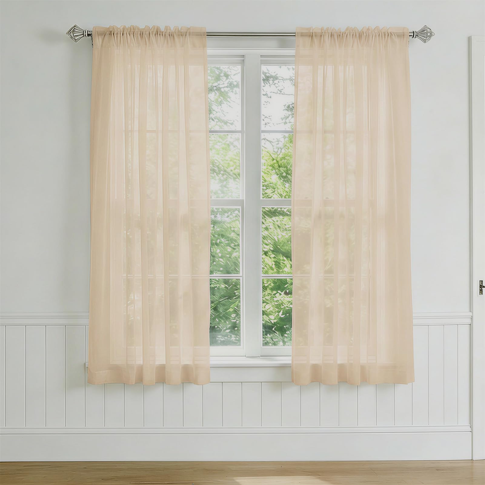 Rideaux en voile 114,3 cm filtrant la lumière pour salon
