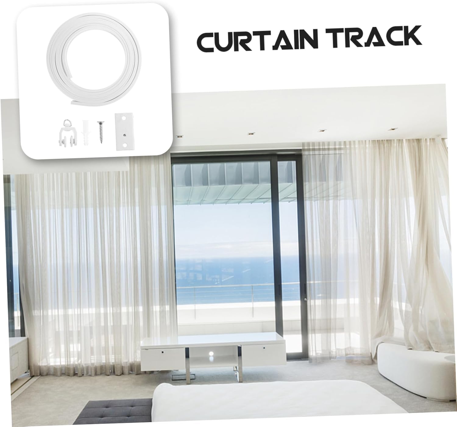 1set Flexible Bendable Curtain Track for Bay Silent Ceiling Track with Accessories Shaped Design for Custom Curtains