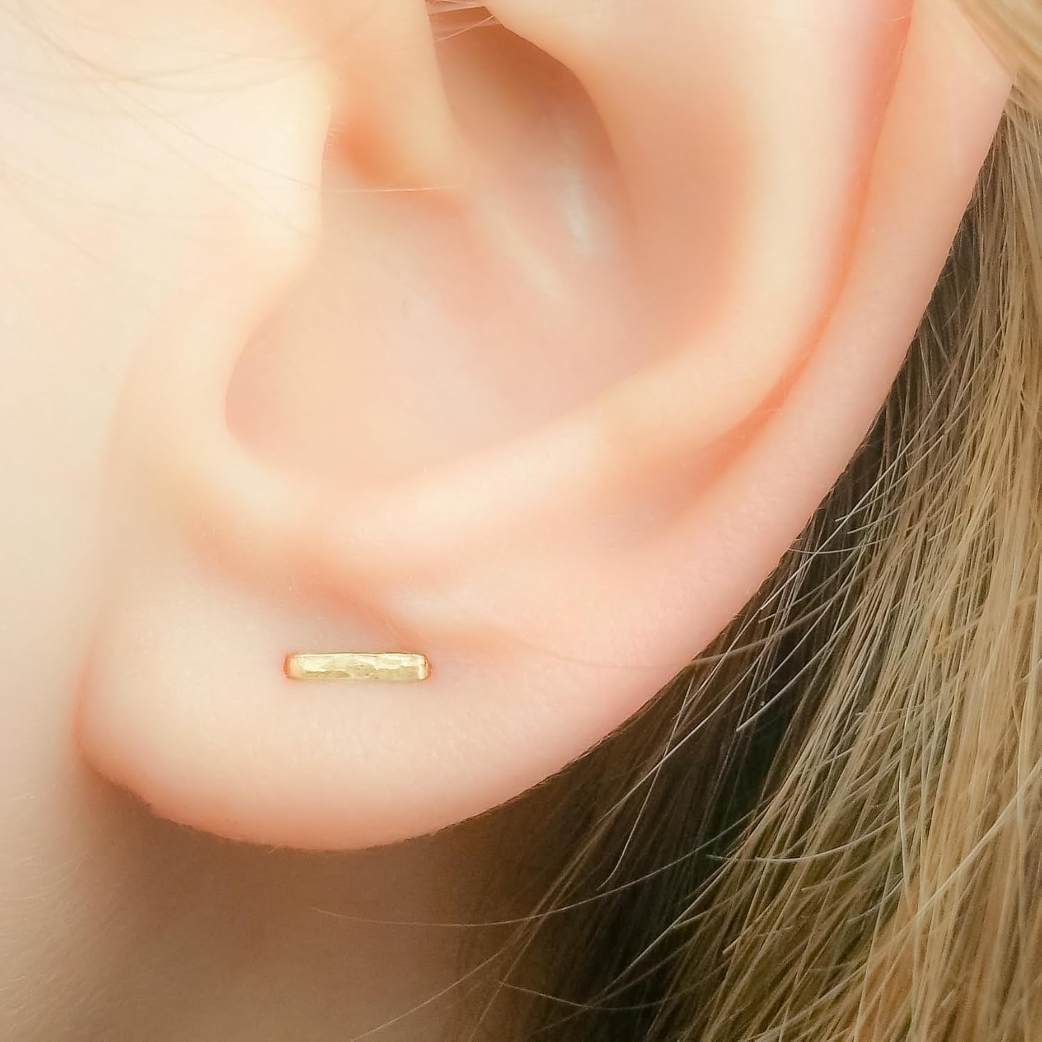 Two Hole Earring Double Piercing Staple Bar Posts Thin Multiple Lobe Jewelry Handmade