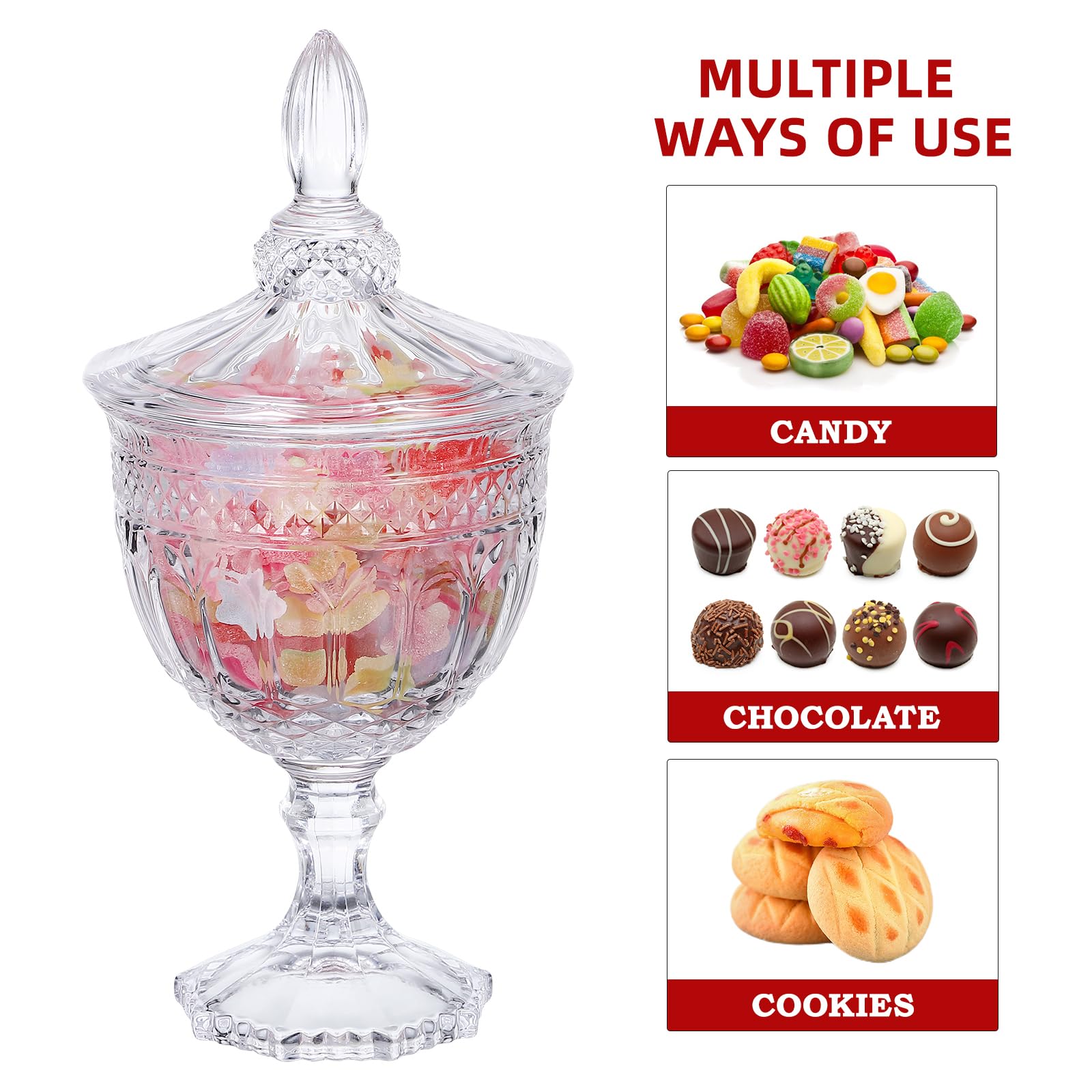 TOPBATHY Bocal En Verre Avec Couvercle Hermétique 25X23X11.5 Cm Pot Bonbonnière Pour Stockage De Bonbons Collations Et Décoration Cuisine Maison