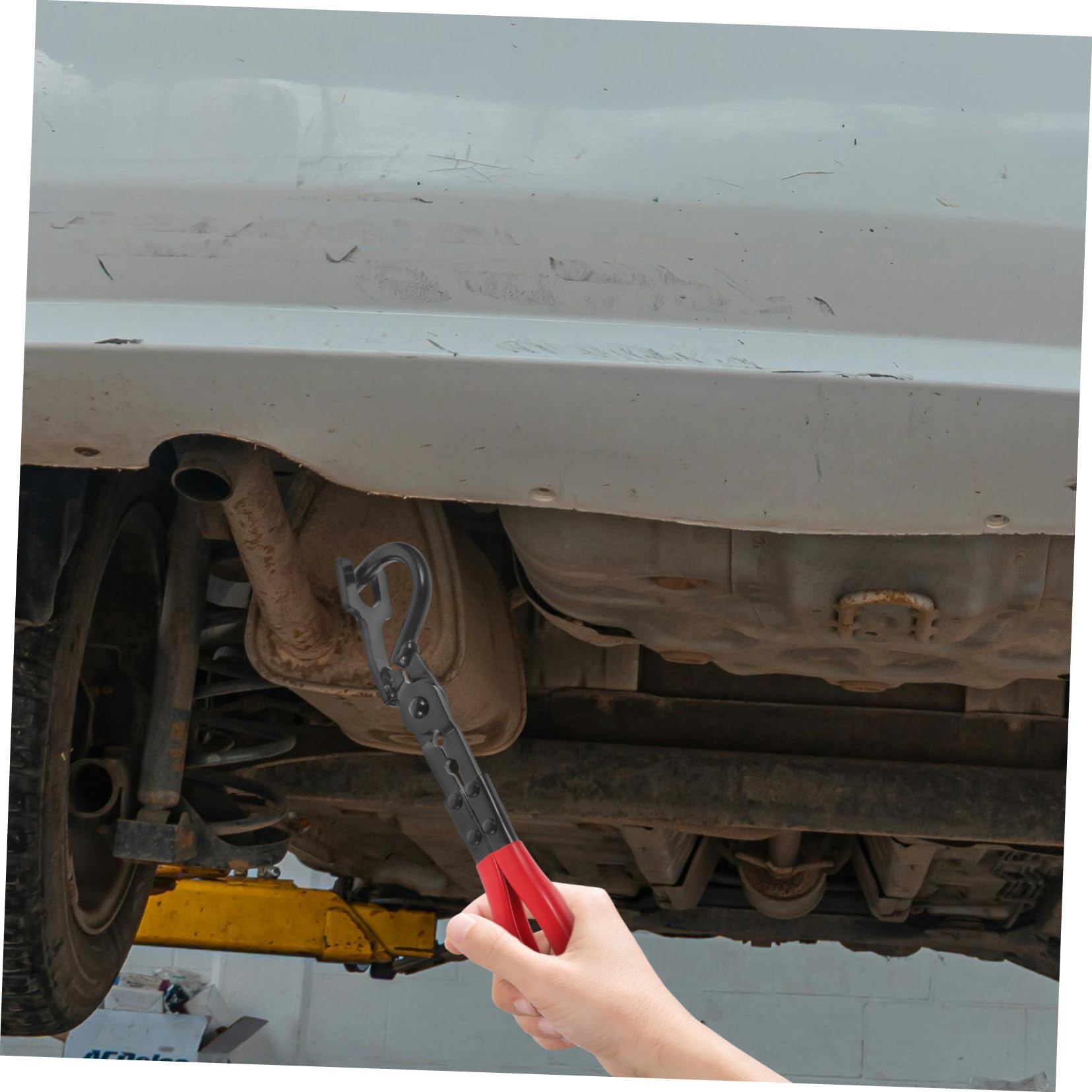 OUNONA Auspuffhalterungszange Benutzerfreundlich und Effizient Schwarz aus Aluminiumlegierung für Auspuffgummi und Auspuff für Kfz-Techniker