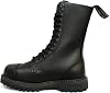 Grinders Herald Unisex Black Leather Ranger Military Steel Toe Cap Boots with 14 Eyelet Lace Up Fastening