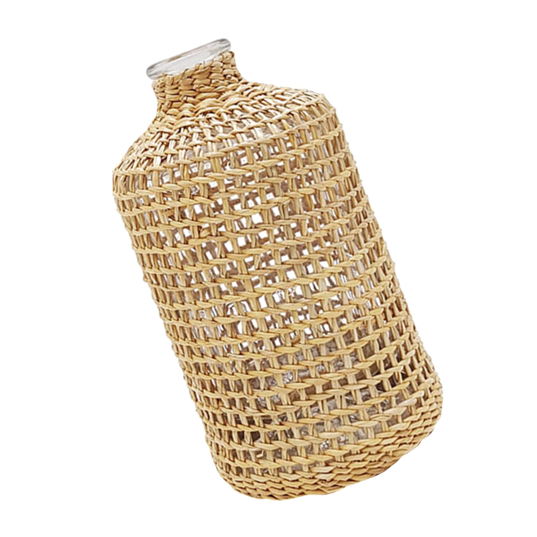 Vase en verre et tressage rustique d'exception pour tables raffinées