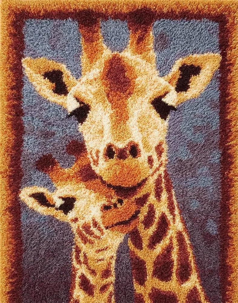 FWRTYCB Latch Hook Rug Kits,Giraffe Home Carpet Rug Making Canvas Kits, 20X15Inch DIY Crochet Kits Embroidery Kits Needlework Crafts for Home Decor, Latch Hook Kits for Beginners Adults