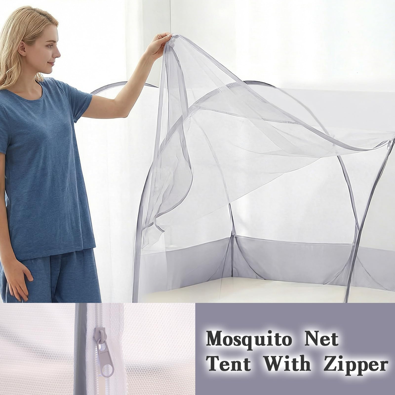 Pop Up Moskitonetz Bett 190x90x90cm Groß, Faltbares Bettzelt für Reise Camping Outdoor, Moskitonetz Reise mit Tragbarem Design, Mückenschutz für Kinder Erwachsene - Leicht zu Verstauen