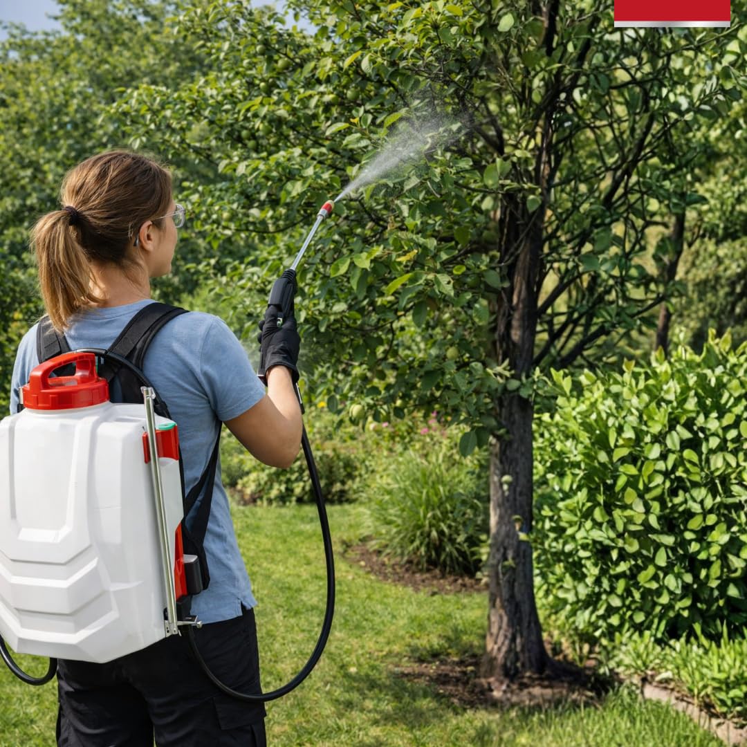 Pulvérisateur Électrique Dorsal 15L – Pulvérisateur à Dos à Batterie Rechargeable, Débit 180 L/H, 2 Batteries, Blanc et Rouge