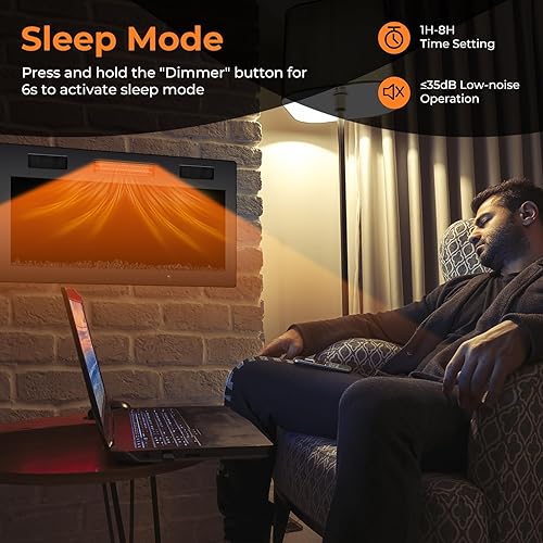 Miniatura 7 de GOFLAME Chimenea eléctrica de 40 pulgadas empotrada y montada en la pared, calentador eléctrico de chimenea de 750 W1500 W con control remoto,