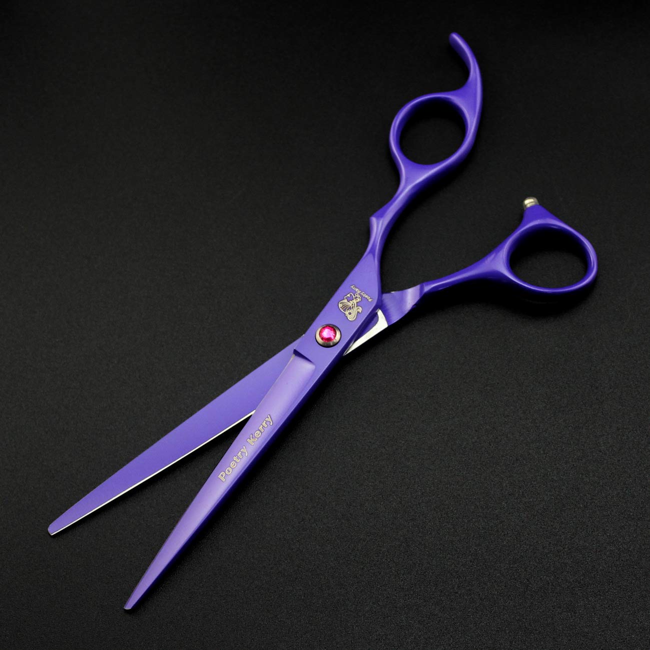 Lot de 4 ciseaux de coiffure, ciseaux de coiffure, peigne de 17,8 cm pour animal domestique, ciseaux de toilettage pour chien et chat (violet)