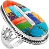 Sterling Silver Genuine Gemstones & Turquoise Ring (SELECT color)