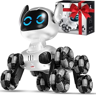 4DRC Robot Dog Toys for Kids, Remote Control Robots Dog with Auto-Demonstration, RC Stunt Remote Control Smart Robot for Age 8 9 10 11 12 Year Old Boys Girls Birthday Gift Present