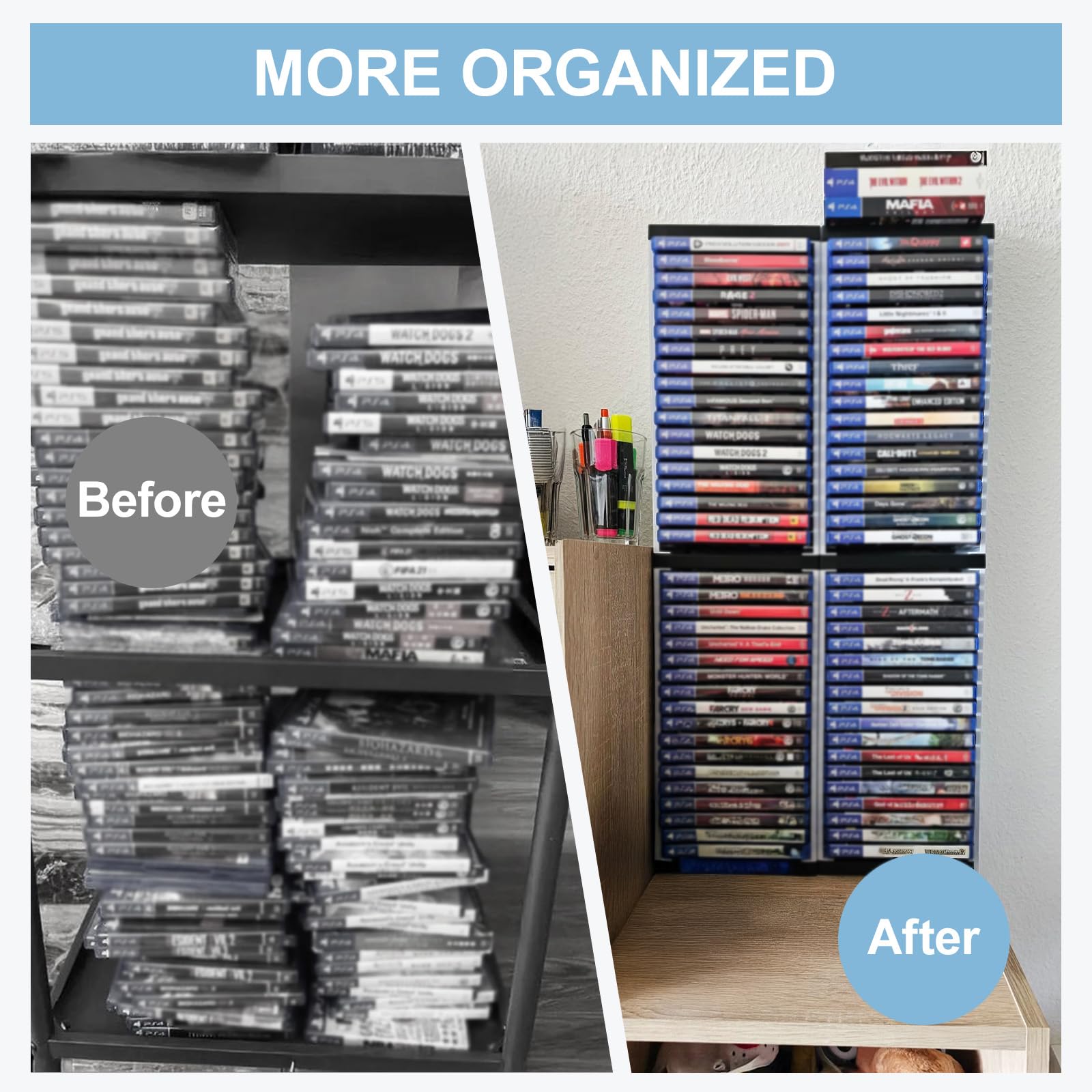Support de rangement pour 36 disques de jeux vidéo pour PS5 | Étagère verticale pour organiser les boîtiers et libérer l’espace de jeu