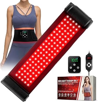 2-in-1 Cordless Red Light Therapy Belt, Wired & Wireless Controller 3000mAh Rechargeable Battery Magnetic LED Screen, 49 * 7 Wearable 660nm & 850nm Red Light Therapy Wrap Belt for Body