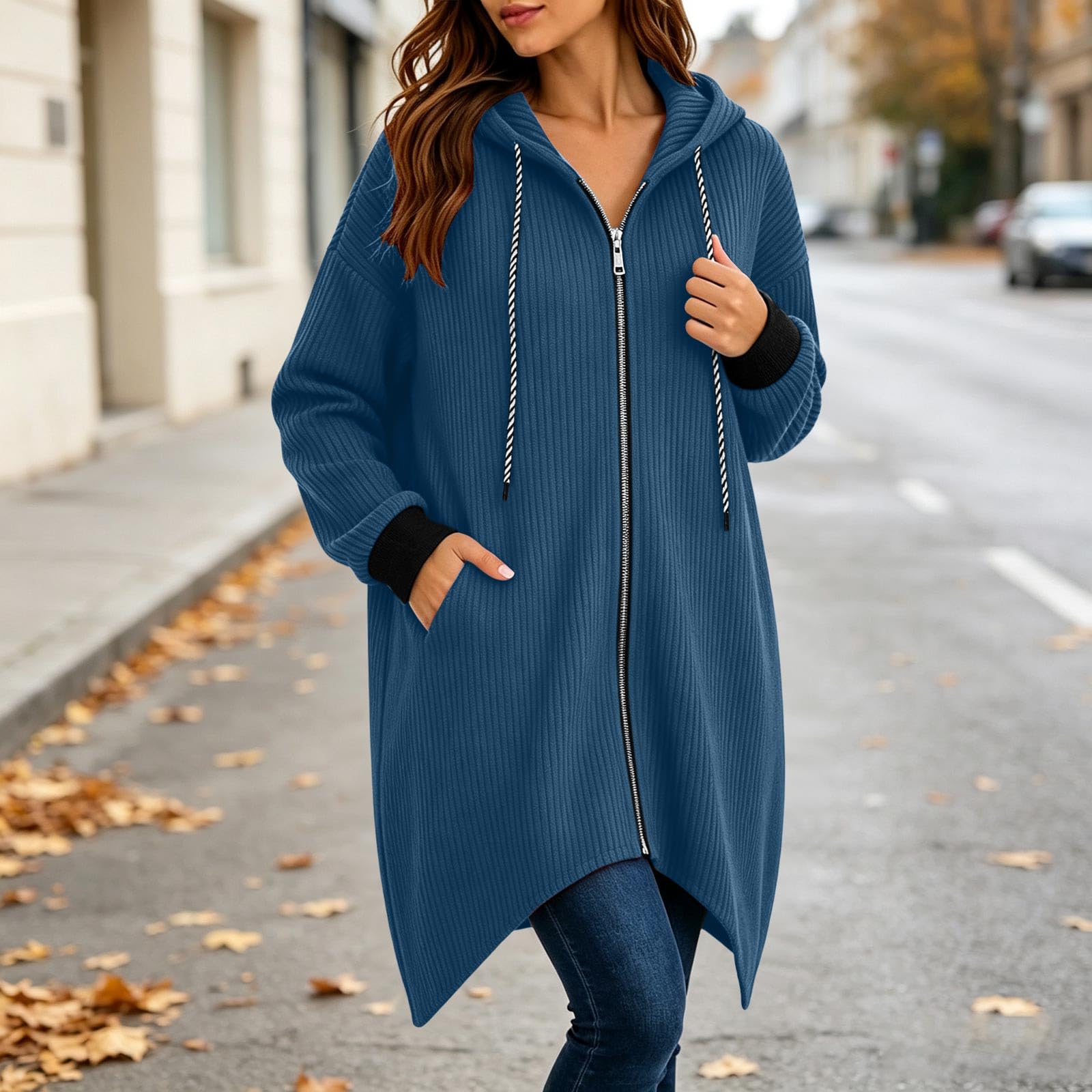 Sudadera con capucha para mujer, con cordón, manga larga, deportiva, otoño