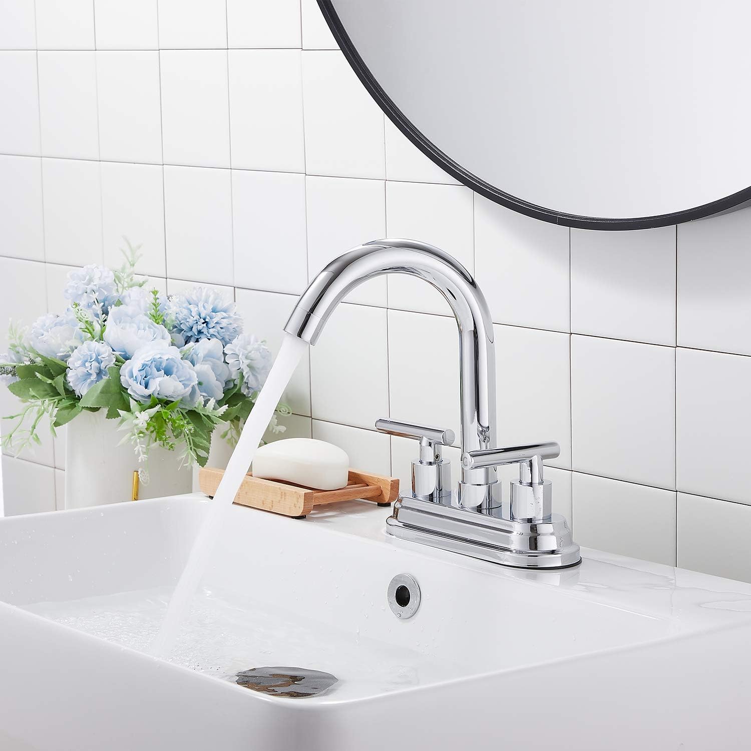 Get Cheap Price Chrome Bathroom Faucet GGStudy 2-Handles 4 Inches Centerset Bathroom Vanity Faucet with Drain Assembly and Supply Hose Lavatory Faucet Mixer Double Handle Tap Deck Mounted Product Deal Chrome Bathroom Faucet GGStudy 2-Handles 4 Inches Centerset Bathroom Vanity Faucet with Drain Assembly and Supply Hose Lavatory Faucet Mixer Double Handle Tap Deck Mounted