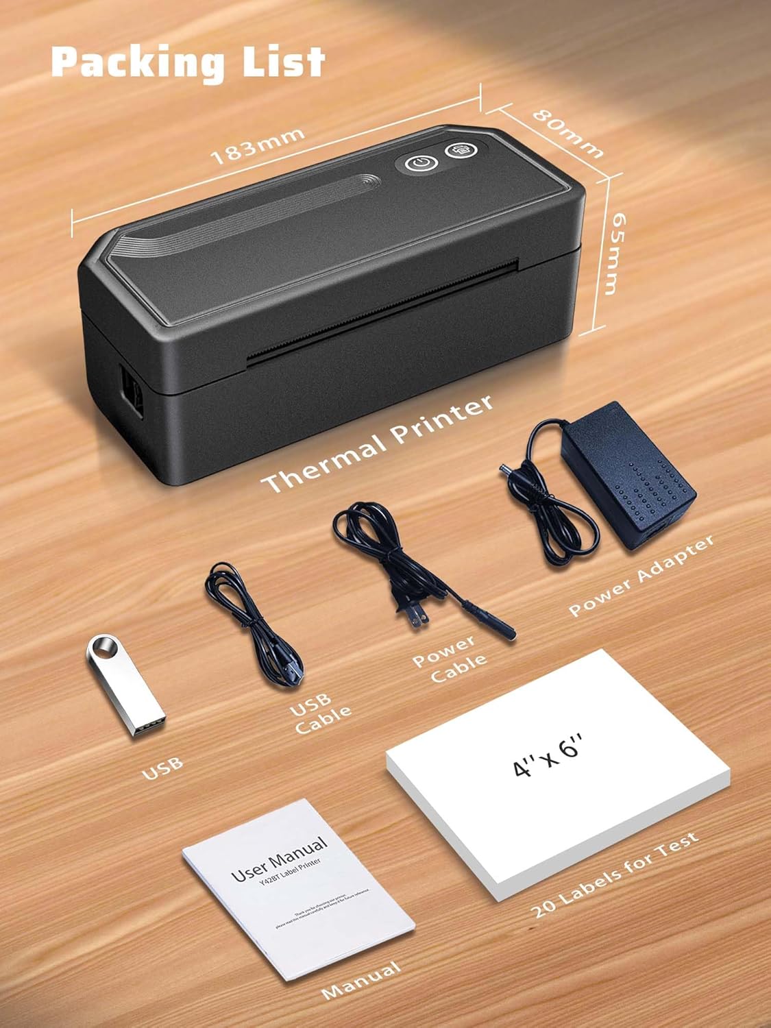 Shipping Label Printer 4x6 Bluetooth Thermal Label Printer for Small Business, Warehouse or Home Office, Compatible with Windows iOS Android Mac, USPS Amazon Etsy