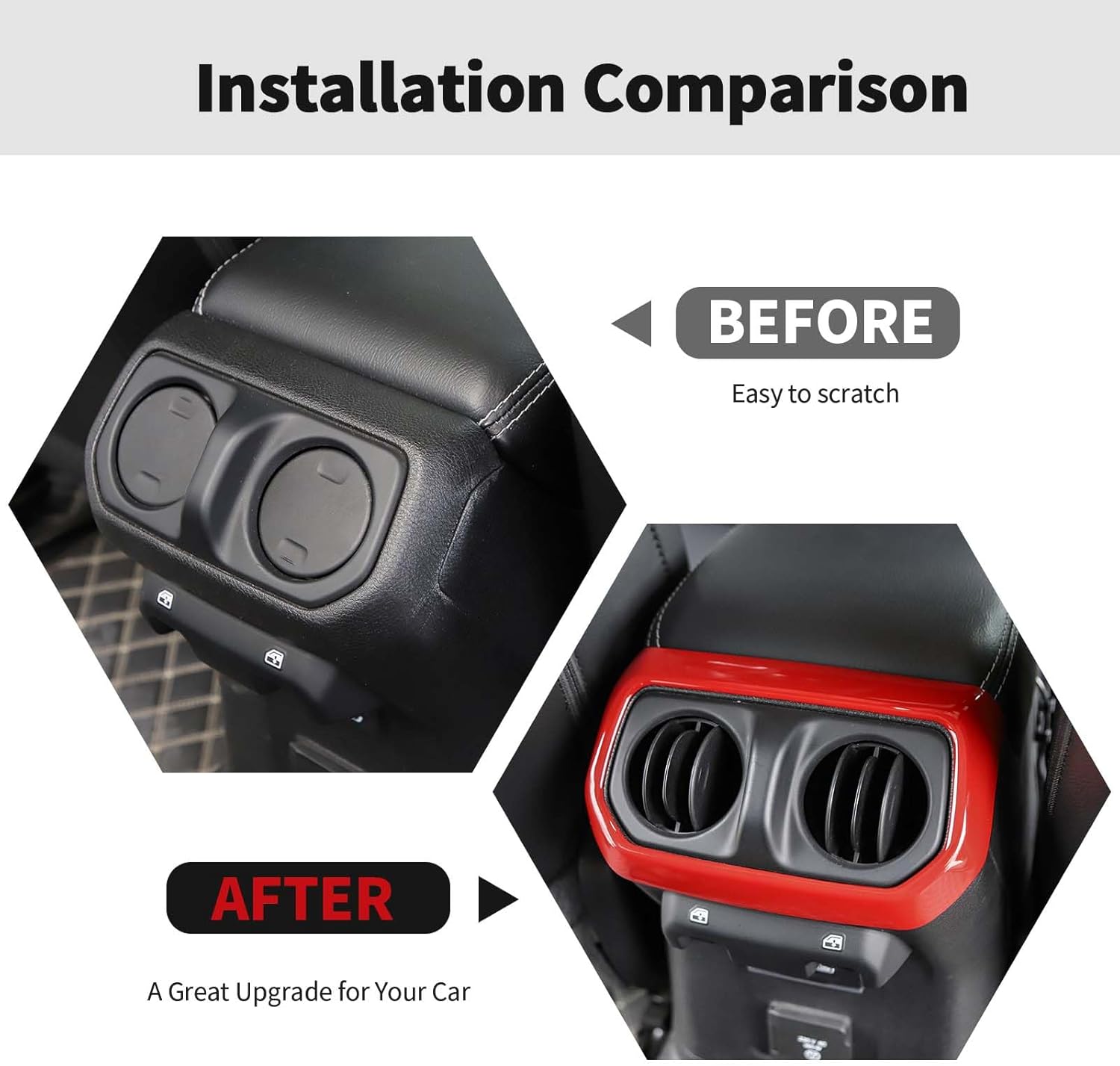 RT-TCZ Rear Back Air Conditioner Outlet Vent Panel Trim Cover Frame Decor Interior Accessories for Jeep Wrangler JL JLU & Gladiator JT 2018-2023,Red