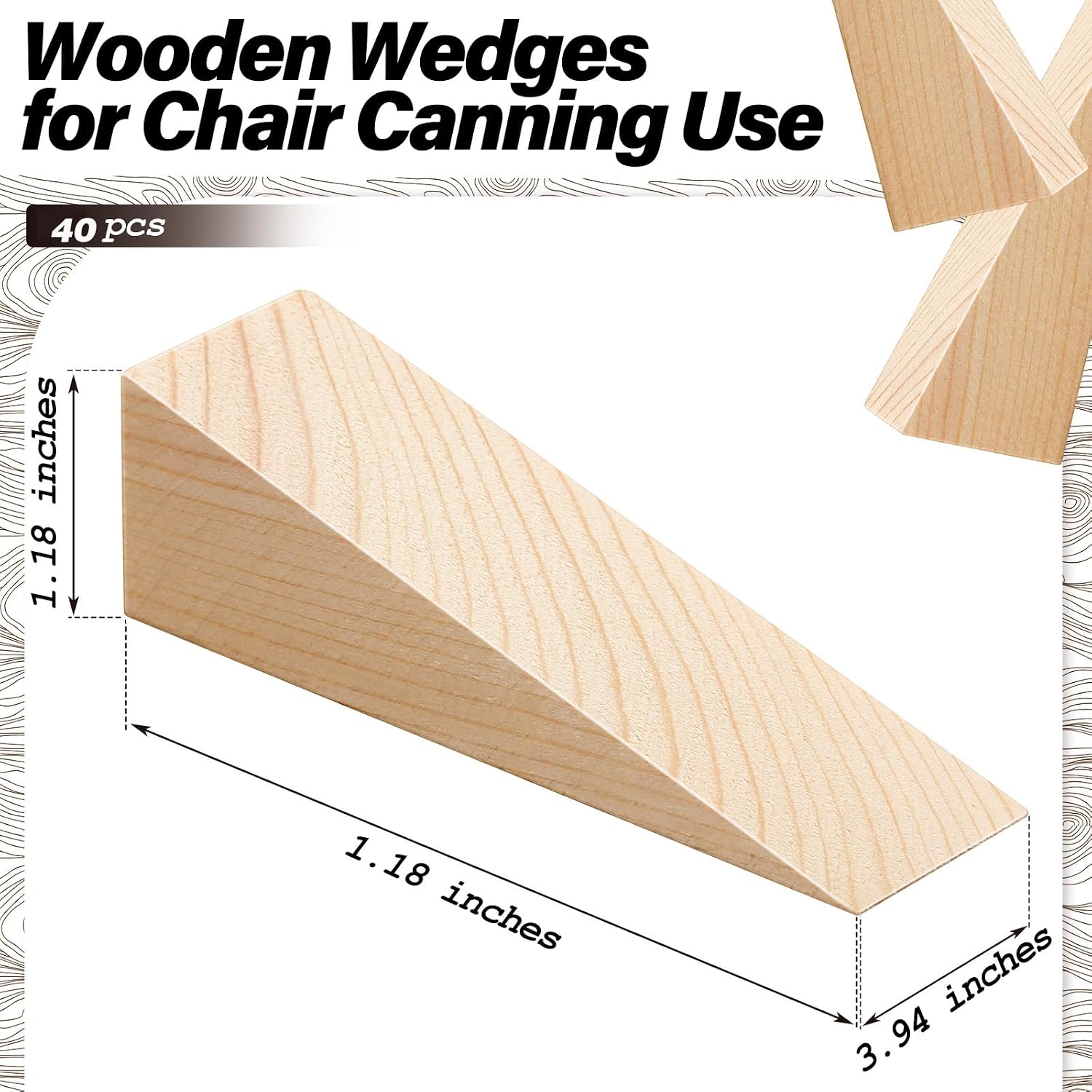 Treela 40 Piece Wooden Wedges for Chair Caning, 3.94 x 1.18 x 1.18 Inch