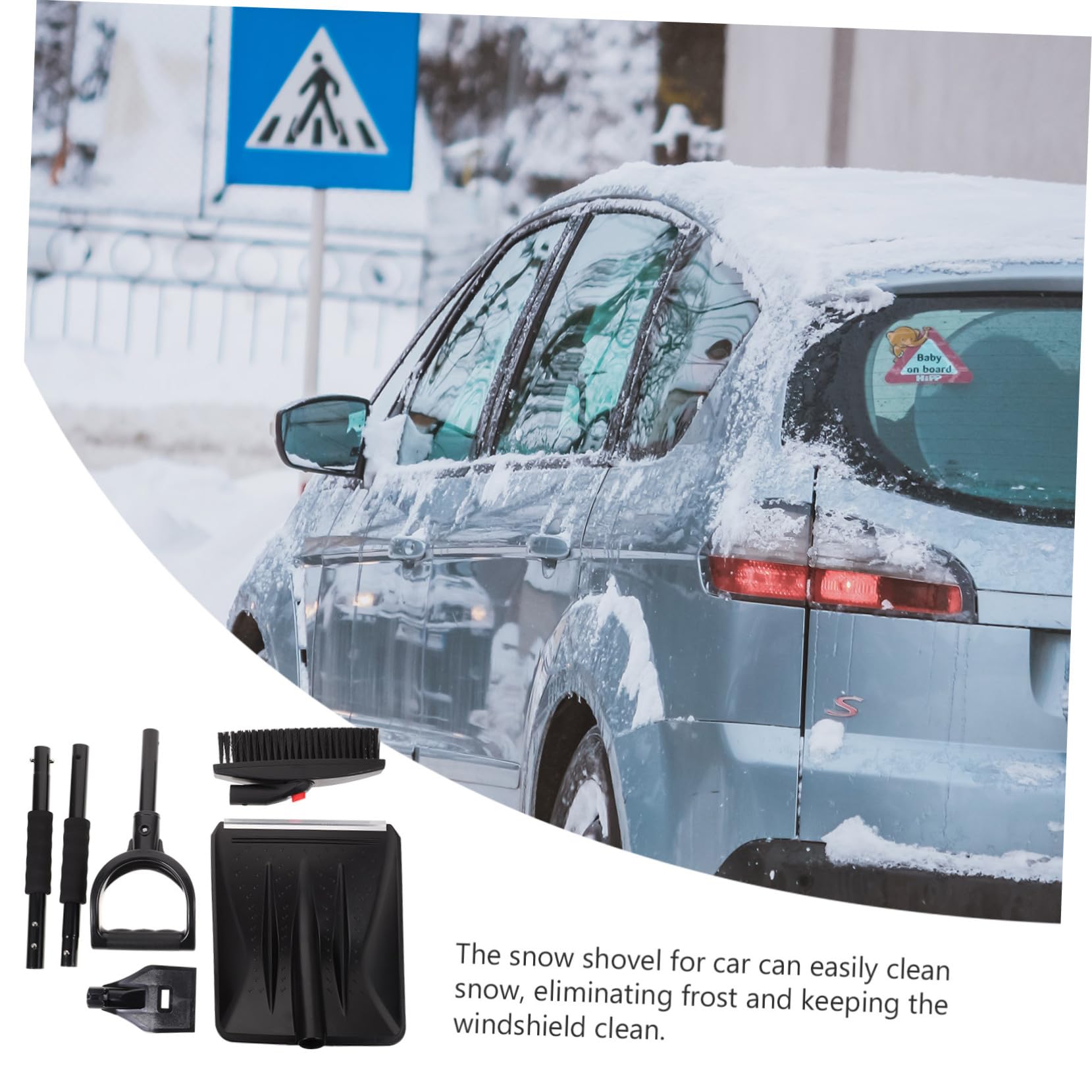 Autoschneeschaufel und Abs aus Edelstahl 1 Satz für Winter | Schwarz, für Windschutzscheibe und Fahrzeug, zum Entfernen von Schnee und Frost