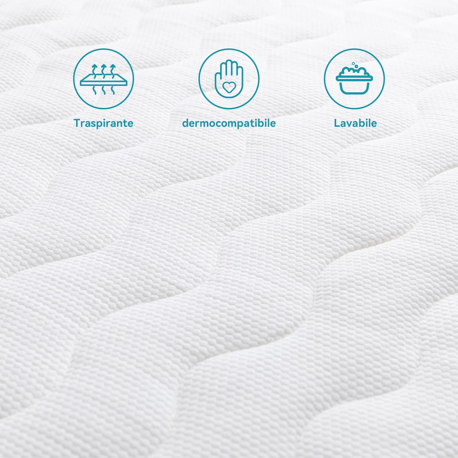 Amazon Basics Topper Matrimoniale 160 x 190 cm in Memory Foam Morbido, 7 cm Coprimaterasso, Bianco