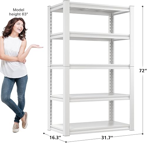 Miniatura 2 de Raybee Estantería de garaje de 72 pulgadas de alto, estantes de almacenamiento de 2010 libras, estantería de metal ajustable de 5 niveles, estantes