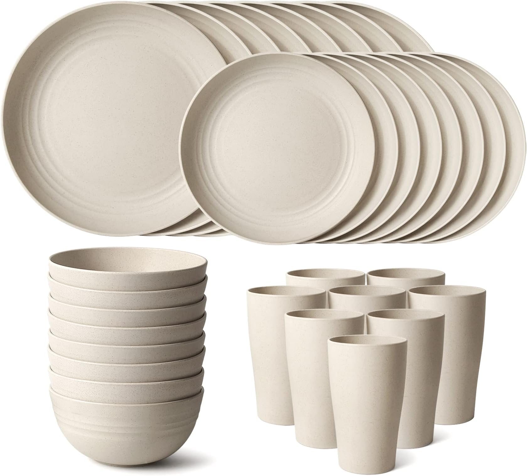 Teivio 32Piece Kitchen Plastic Coupe Wheat Straw