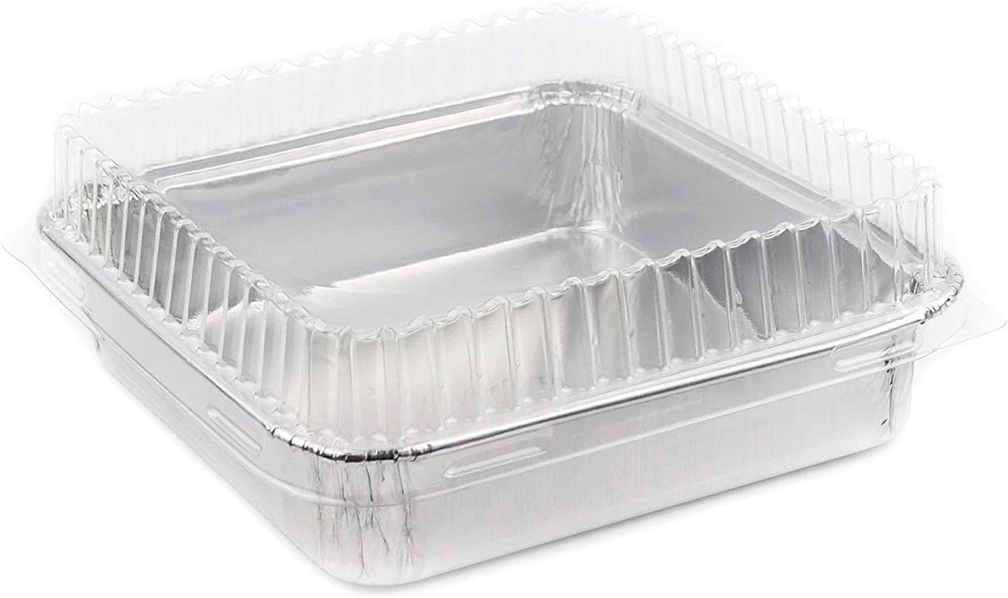 4 1/8" X 4 1/8" Mini Foil Square Disposable Cake Pan with Clear Plastic Dome Lid Set 20