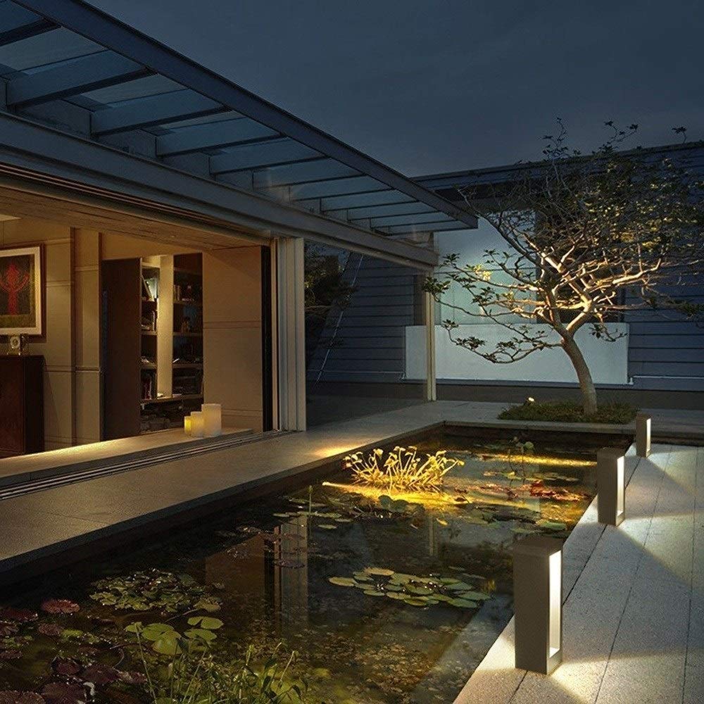 Lámpara de Poste Cuadrada LED de 10W para Exteriores, luz de estigma de Aluminio a Prueba de Lluvia, lámpara de Columna de bolardo de césped de 40cm para Villa, Porche, jardín, Patio, Camino, Calle