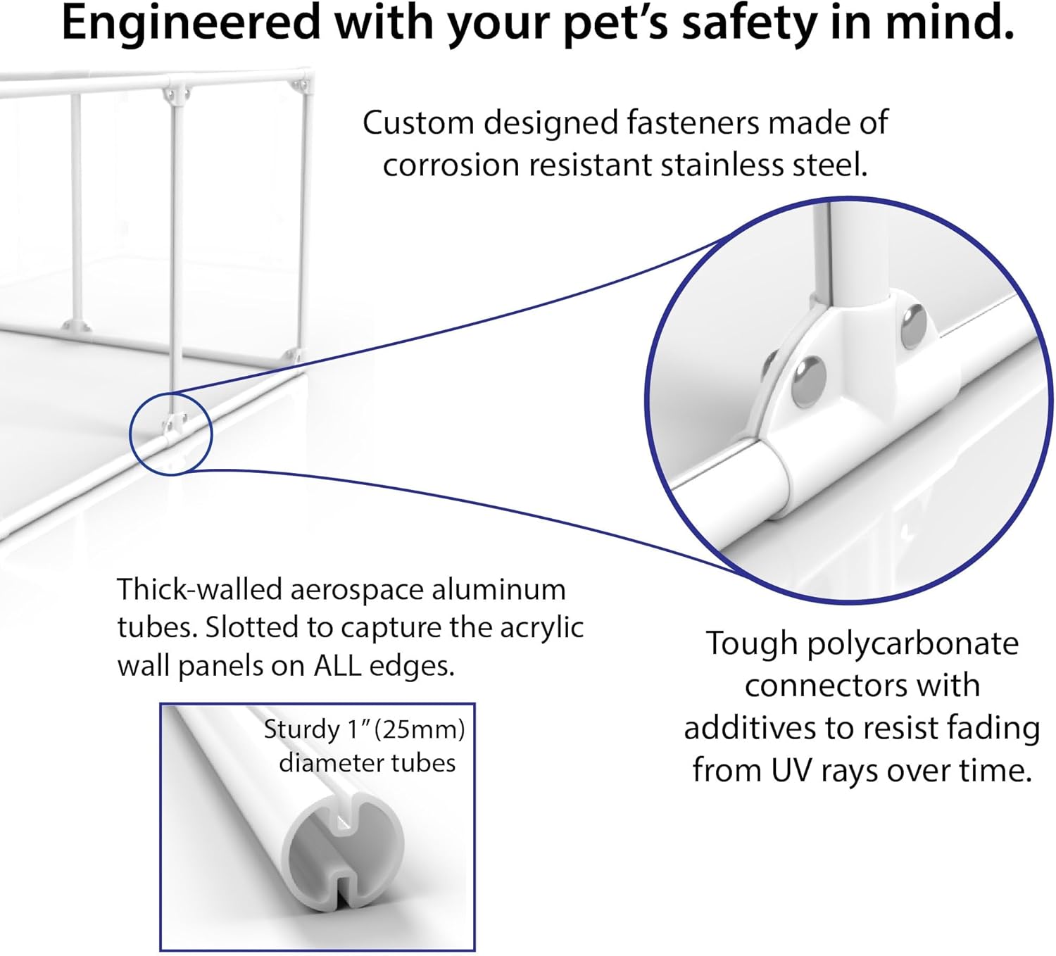 Clearly Loved Pets 27" Tall Small Lucidium Pet Pen, Gunmetal
