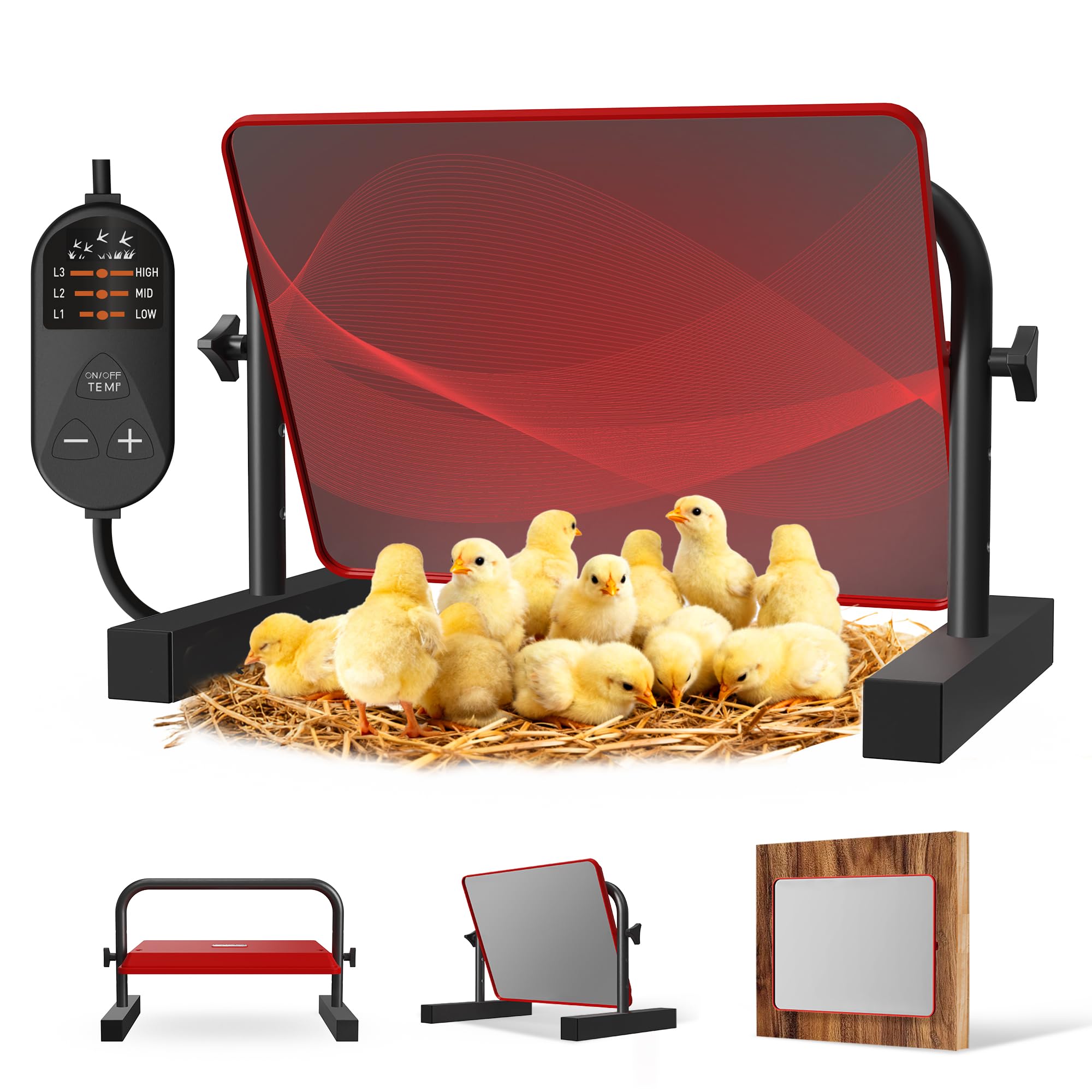 Photo 1 of PETSOLON Chick Heat Plate, 15" x 10"Large Brooder Heating Plate for Poultry, Safe Chicken Brooder Heater, Chick Warmer, 60W, 3 Levels, Fast & Even Heating, 3 Adjustable Height/Angle, Energy-Saving