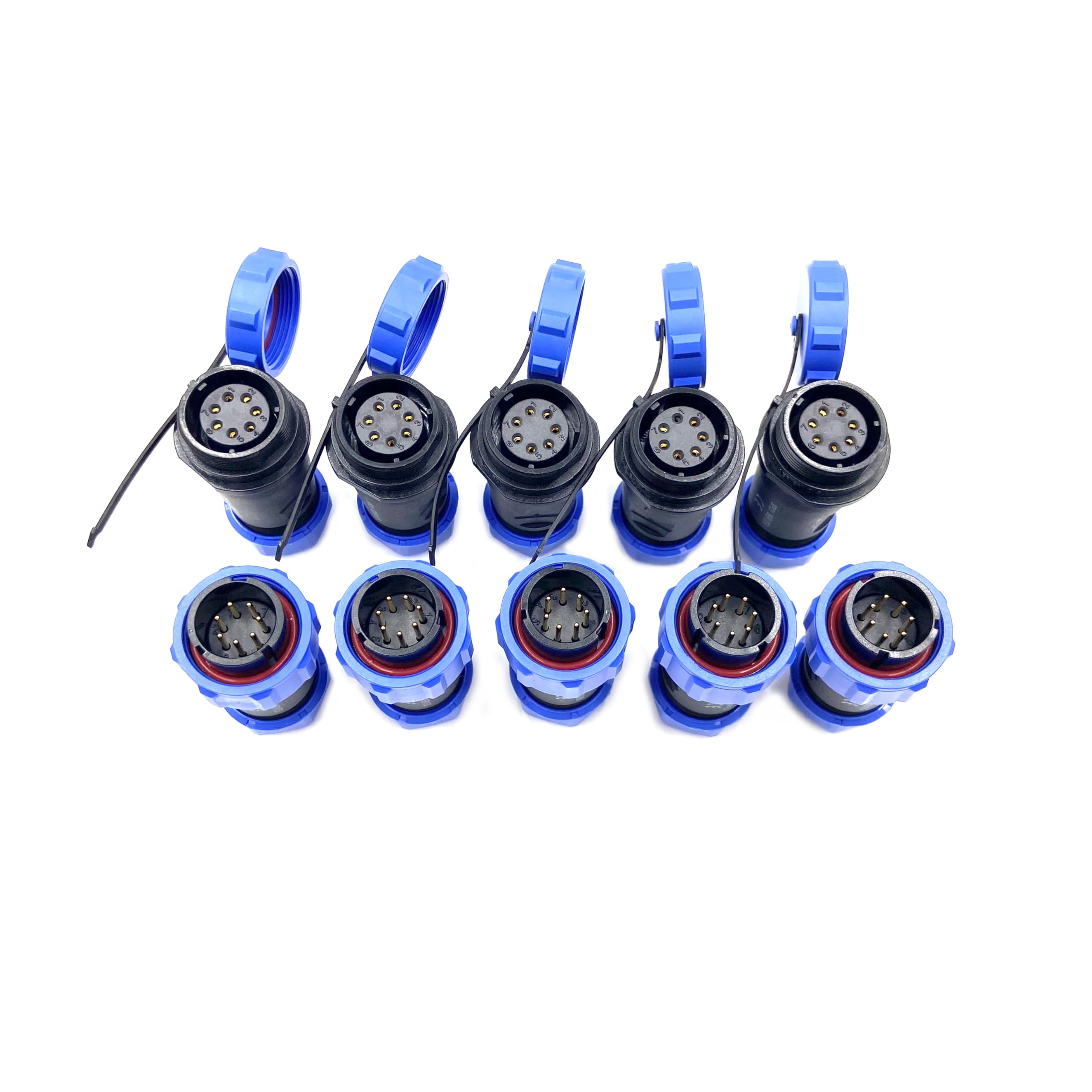 Lot de 5 connecteurs d'aviation SP21 à 7 broches, IP68, 7 broches, sans soudure, connecteur d'aviation étanche pour lampes extérieures, utilisé 500 V 15 A (câble 14 AWG à sertir à vis)