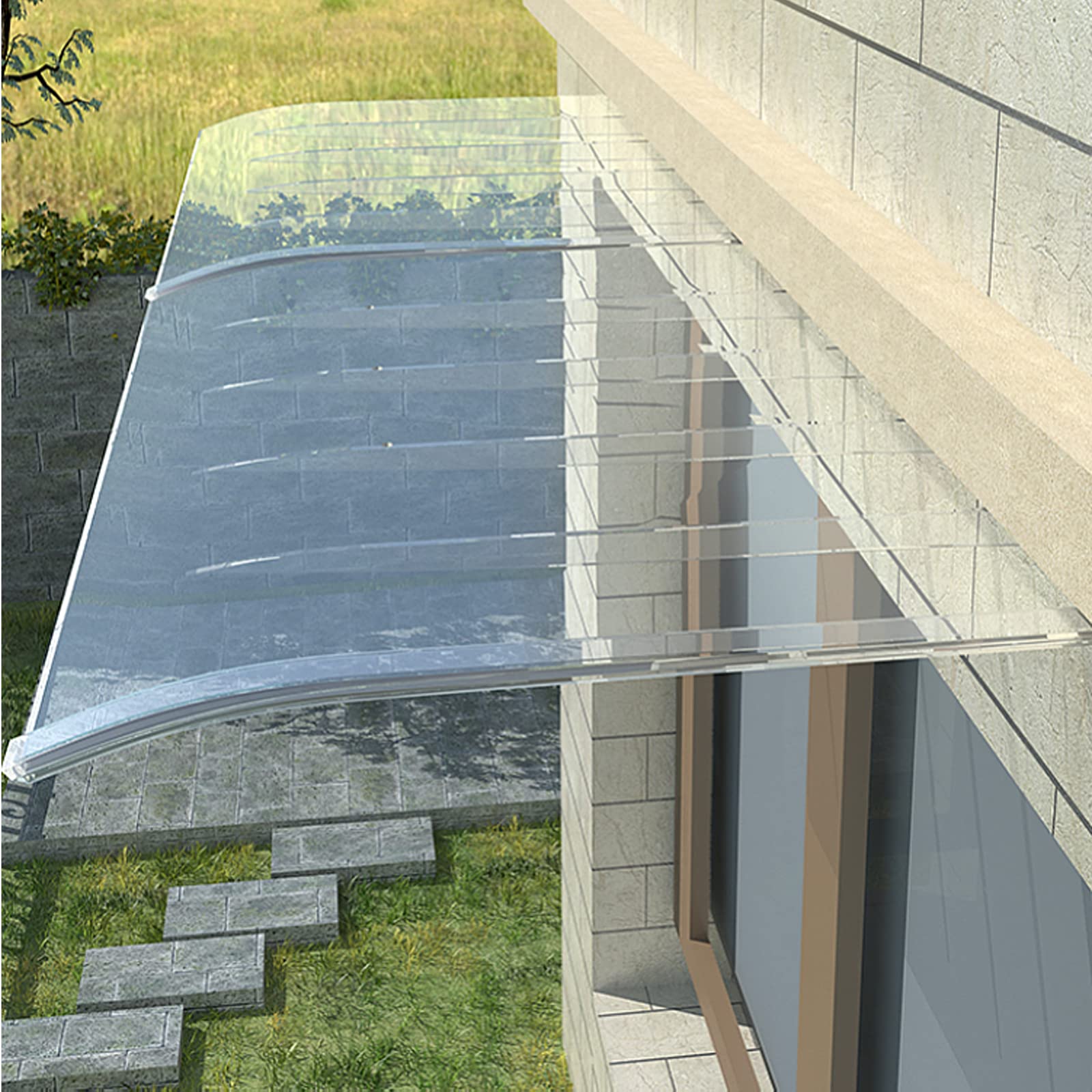 Auvent de porte en polycarbonate transparent de protection contre la pluie et les UV