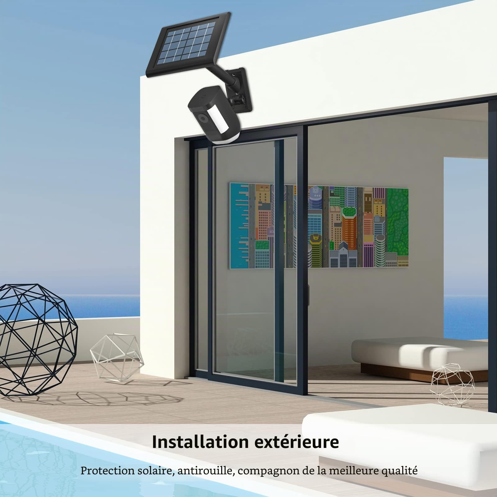 HOLACA Support mural 2 en 1 compatible avec caméra Rin-g Spotlight Plus/Pro, Stick Up Cam Battery/Pro, Outdoor Cam Plus, panneau solaire R-ing, et pour appareil photo et panneau solaire avec filetage