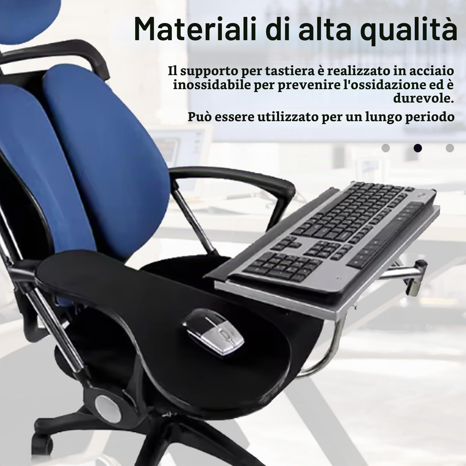 Supporto Per Tastiera, Vassoio Per Tastiera Morsetto Per Sedia Regolabile A 360° Con Tappetino Per Mouse Ventola USB Morsetto Per Albero Della Sedia In Acciaio Inossidabile Supporto Per Tastiera Pigro