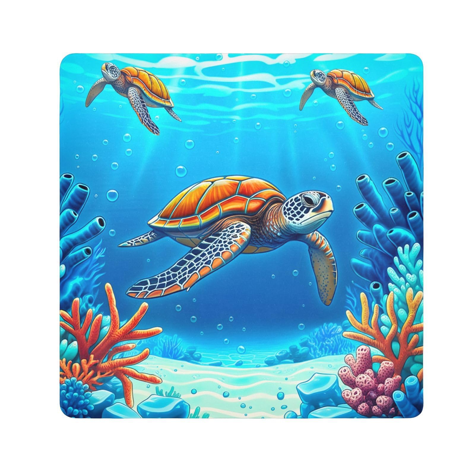 Sea Turtles Crystal Blue Self-Adhesive Cloths 13.8X13.8 Inch Makeup Wrap Cloth Bag Anti Scratch Equipment Wrap Storage Pouch