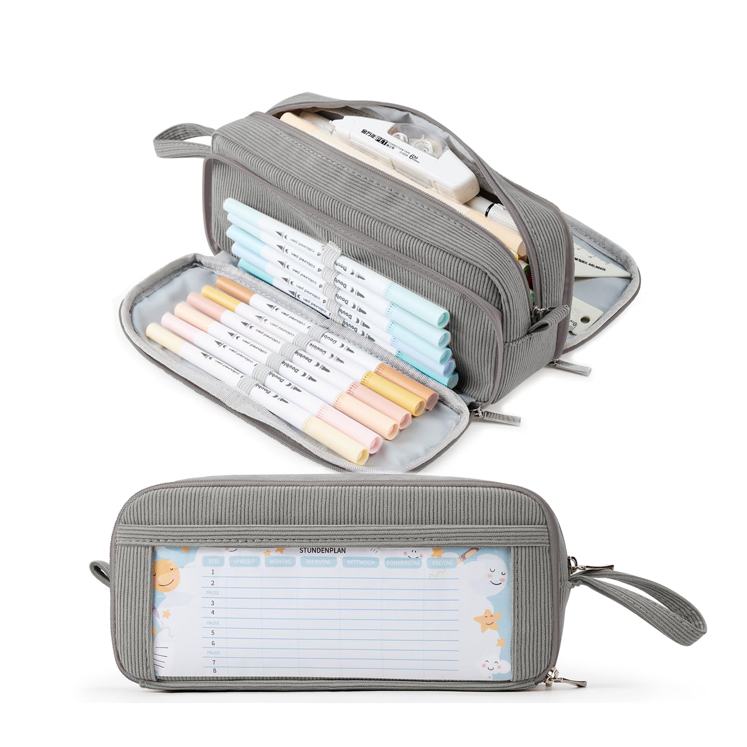 KALIDI Federmäppchen mit 3 Fächer Große Kapazität Mäppchen Federtasche Stiftetasche Pencil Case Bleistifttasche für Schule & Büro