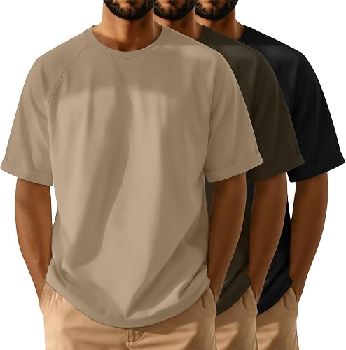 August Alley 3 Pack Men' s Oversized Shirts, 3-Color, Small