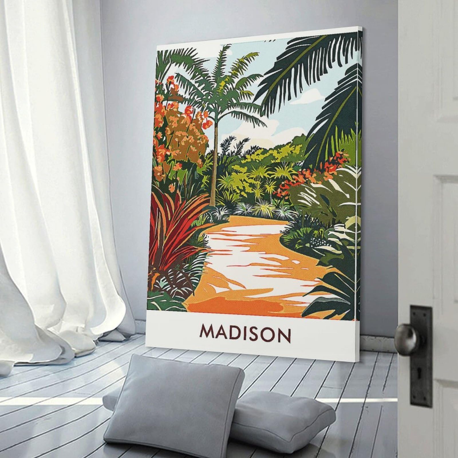 Junmoney Tropical Path Print Canvas Art Print 08x12inch(20x30cm), for Front Hall, Corridor Or Welcome Spaces, Home Artwork for First Impressions