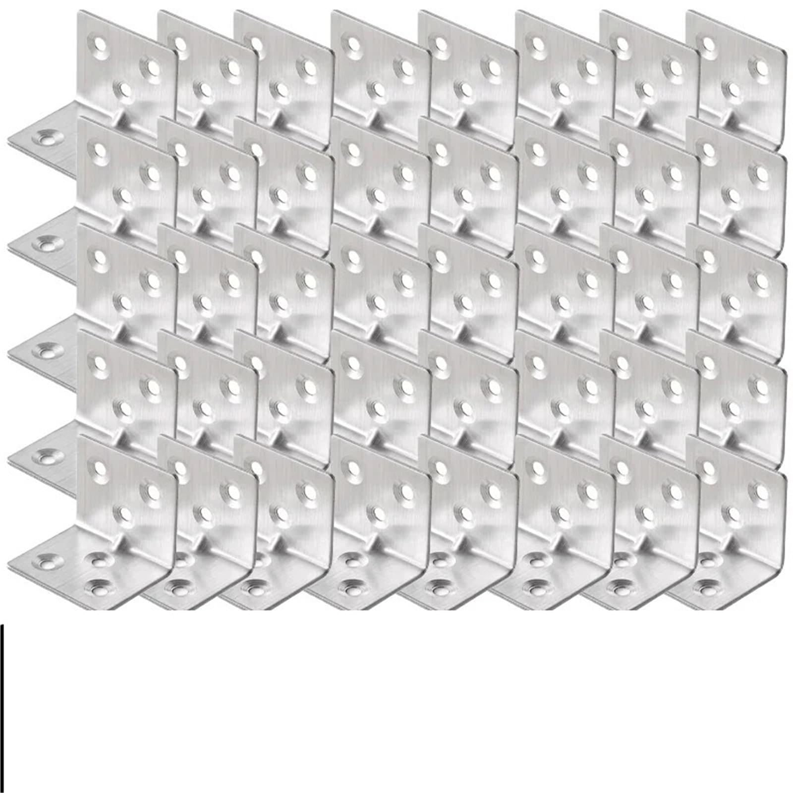 Corner Code Universal Stainless Steel Corner Bracket 90 Degree L-Shaped Right Angle Fixed Brace Fastener for Wood Furniture Bedframe Cabinet(40PCS-(6 Holes))
