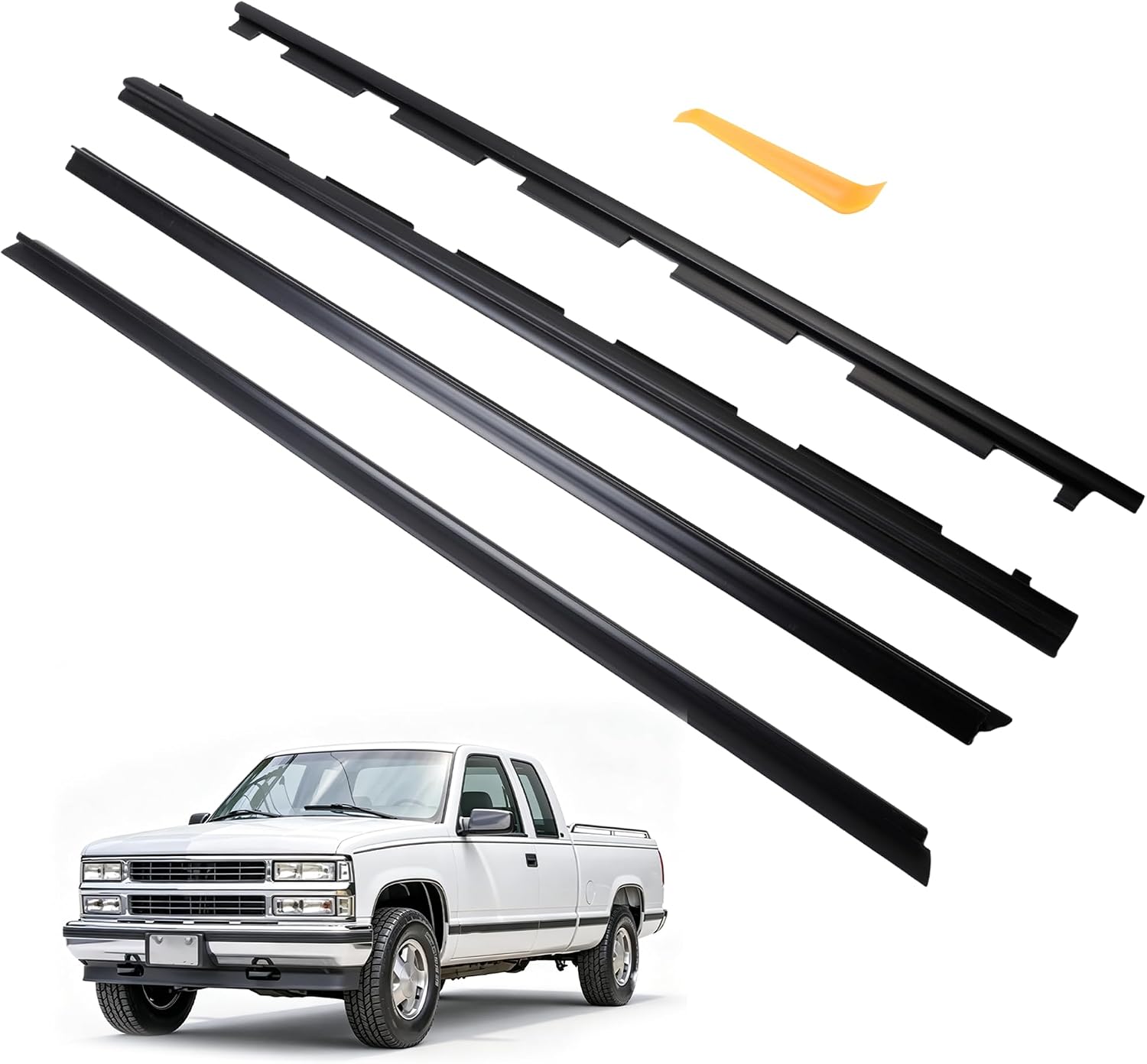 Car Window Weather Stripping Window Seal for Ford F150 1987-1997 2-Door | for F250 F350 Bronco 1987-1996 2-Door Truck Window Trim, Weatherstrip OE#E7TZ1521452A E7TZ1521453A F2TZ1521456A F2TZ1521457A