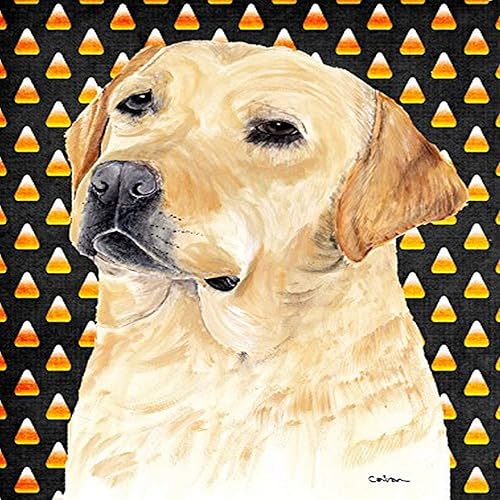 Caroline's Treasures SC9198GF Bandera de Labrador con diseño de maíz de caramelo amarillo para Halloween, retrato de jardín, bandera decorativa para