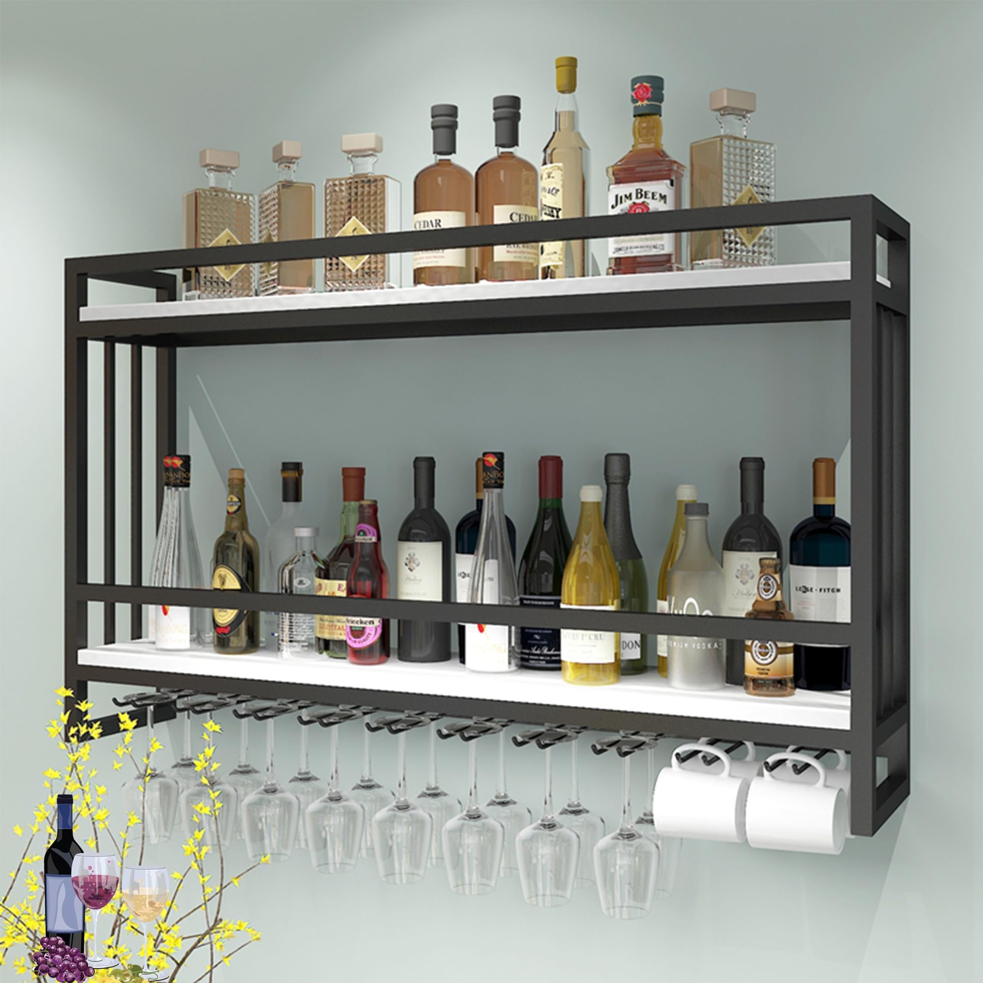 Meuble de rangement pour cuisine mural afin de ranger bouteilles et verres