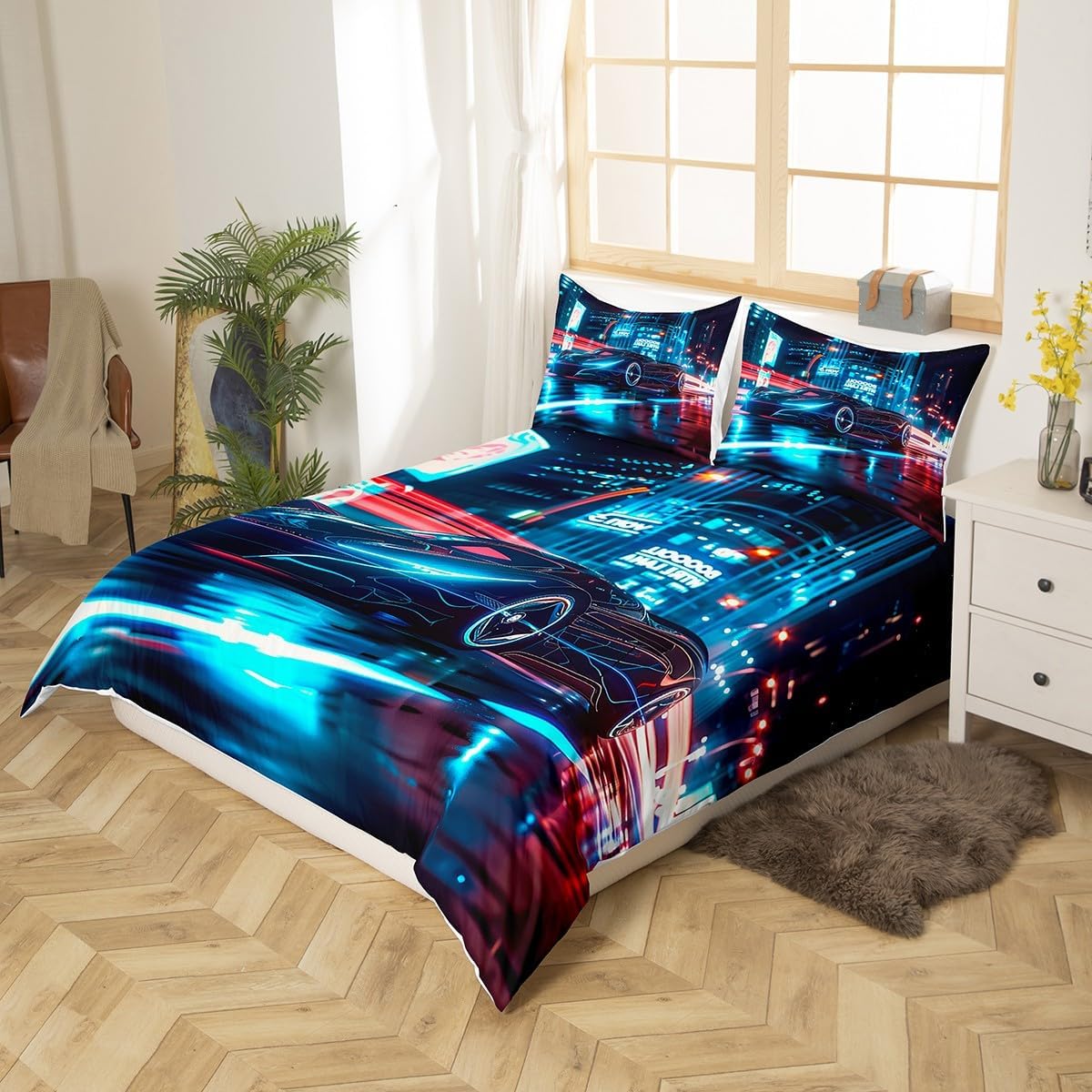 Feelyou City Racing Car Duvet Cover Set Full Size for Kids Teens image 2