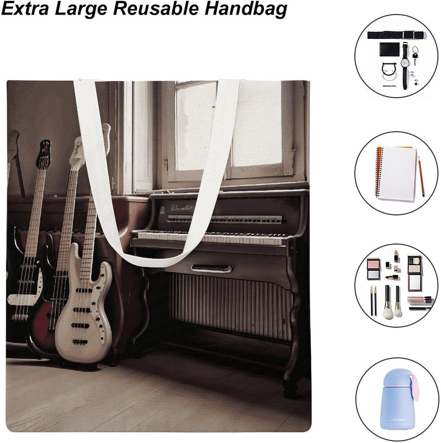 Guitar Bass Music Canvas Tote Bag,cCanvas Tote 16.1 X 15 In