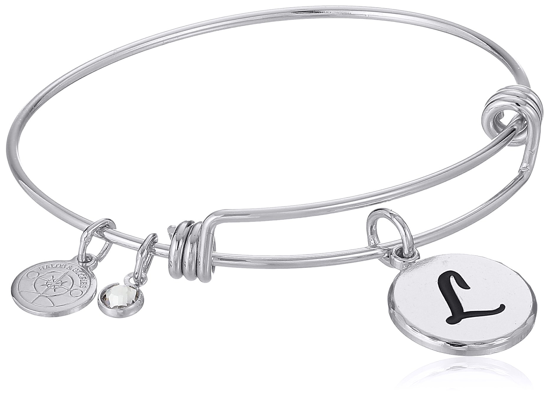 Halos & Glories(L, Shiny Silver) - , "Initial" Bangle Bracelet