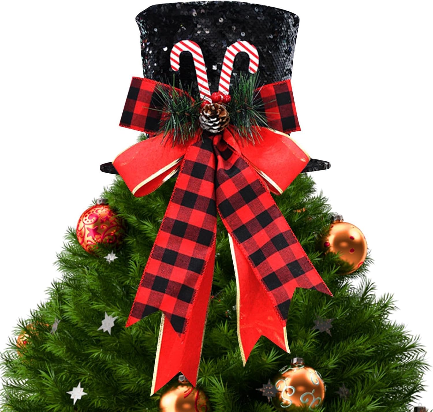 High Heel Christmas Tree Hat Topper | Cute Winter Top Hat Snowman Hugger | Desktop Ornaments, Christmas Tree Topper Hat, Foldable Seasonal Decor for Christmas Holiday High Heel