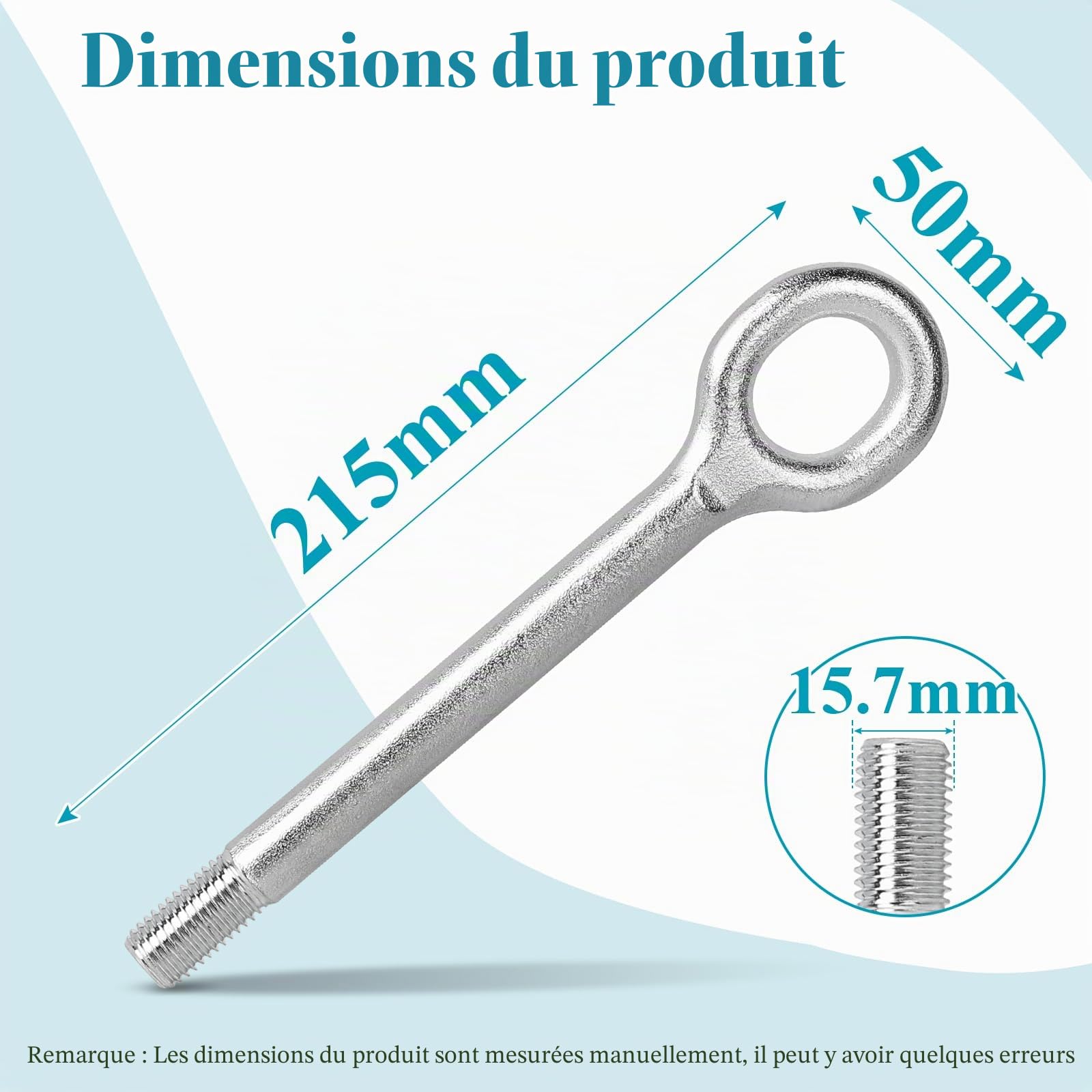 EFUTURETIME 51798113 Barres de Remorquage 1612882780 Tow Hook 215 mm Compatible avec Ducato 250, Boxer, Jumper