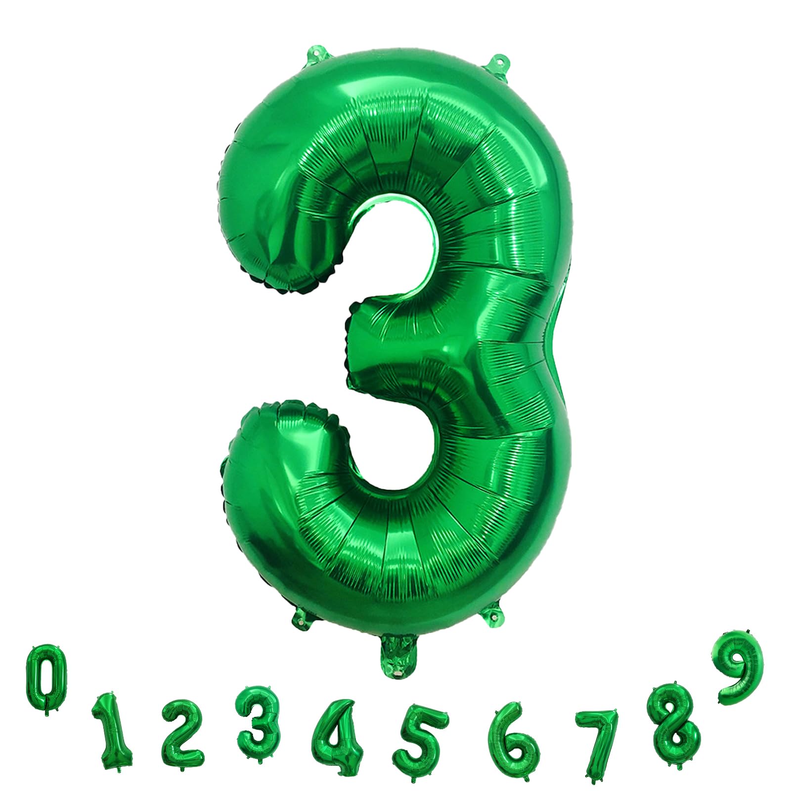 Isndare Luftballon 3. Geburtstag für Mädchen, Große Grün Folienballon 0–9 Set, 40 Zoll Helium Dunkelgrün Zahlen 3 Ballon für Kinder Jungen Geburtstag Party Deko Mann Frau Jungle Dino Party Dekoration