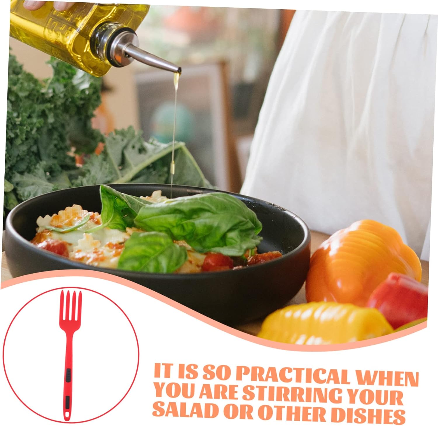 Dinner Forks, 2pcs Silicone Cooking Fork Spaghetti Server Spoon Meat Cooking Fork Rubber Fork Ergonomic Silicone Fork Pasta Spaghetti Non Stick Fork Camping Bread Red