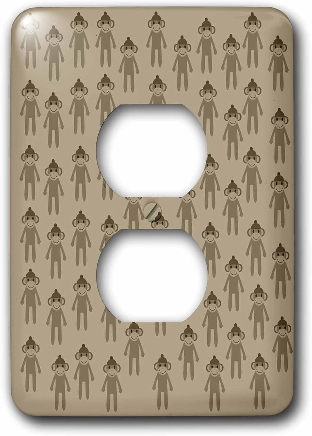 3dRose lsp_178976_6 Brown Sock Monkeys Cute Animals Art Outlet Cover, Brown