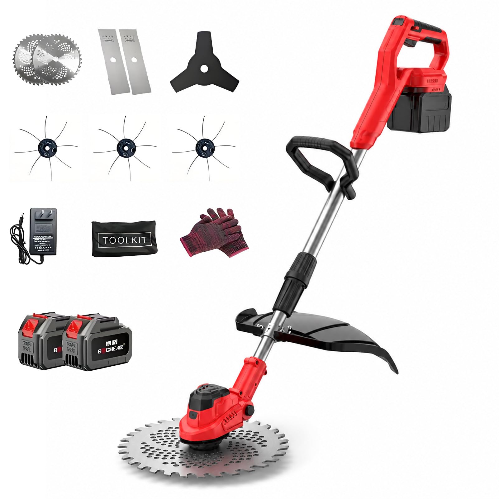 DNEPEI 20V Cordless Weed Wacker, 4-in-1 Trimmer/Edger Twobattery